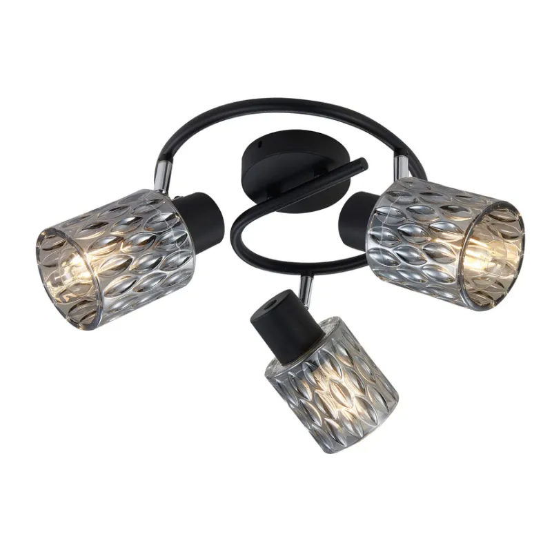 Bestseller Bill Lampa Sufitowa Spirala Czarny 3X40W E27 Klosz Dymiony