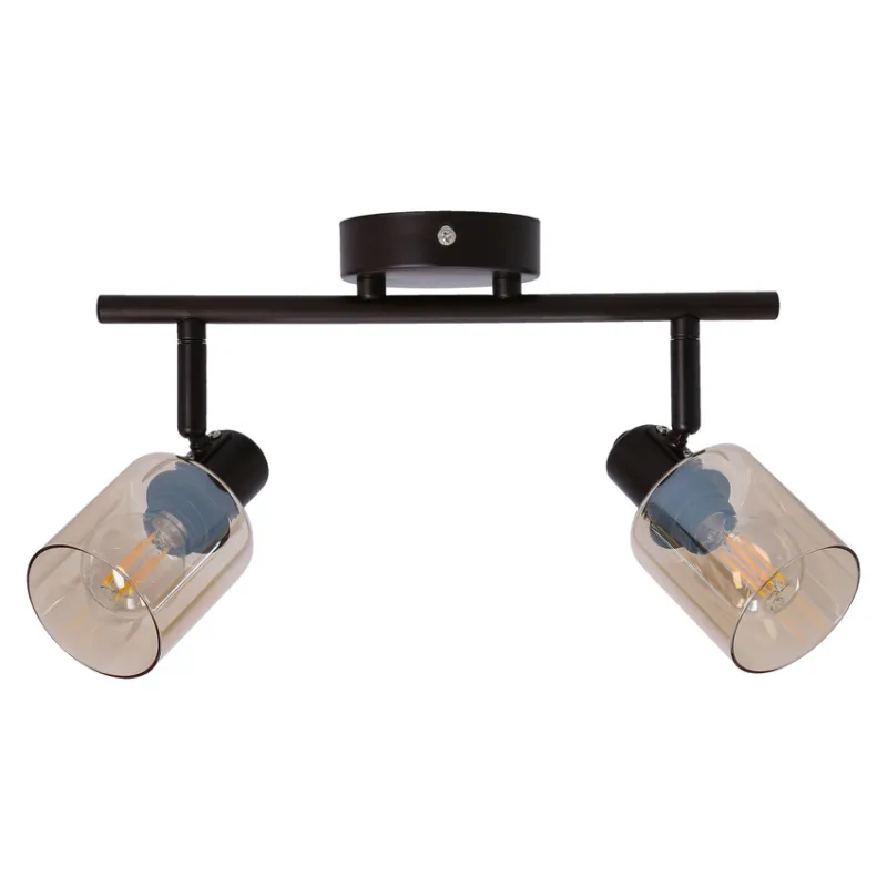 Hit cenowy AGRA LAMPA SUFITOWA BRUNATNY 2X40W E14 KLOSZ BURSZTYNOWY