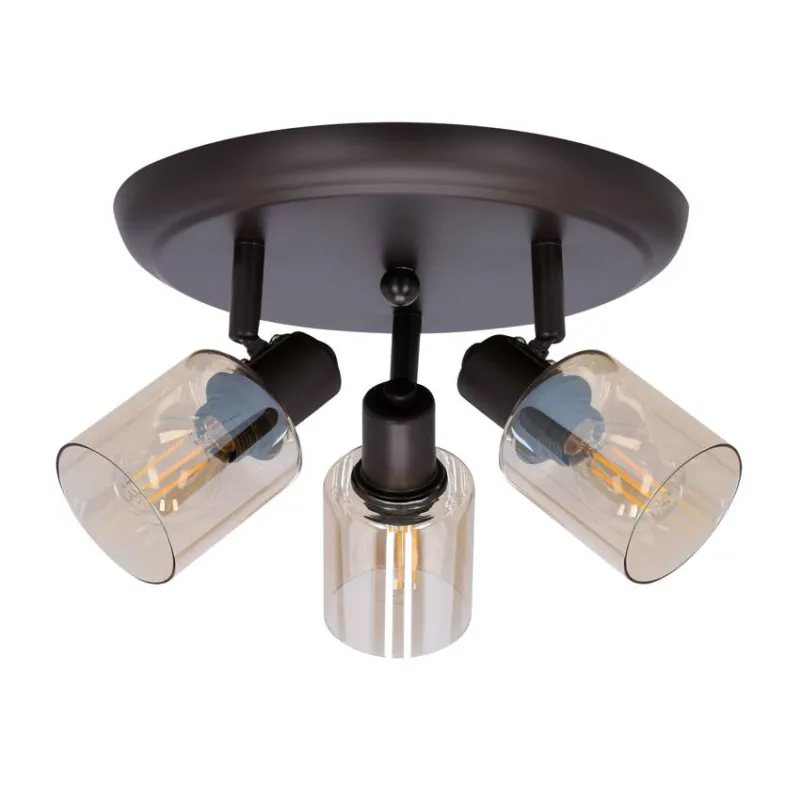 AGRA LAMPA SUFITOWA PLAFON BRUNATNY 3X40W E14 KLOSZ BURSZTYNOWY Sprawdź teraz