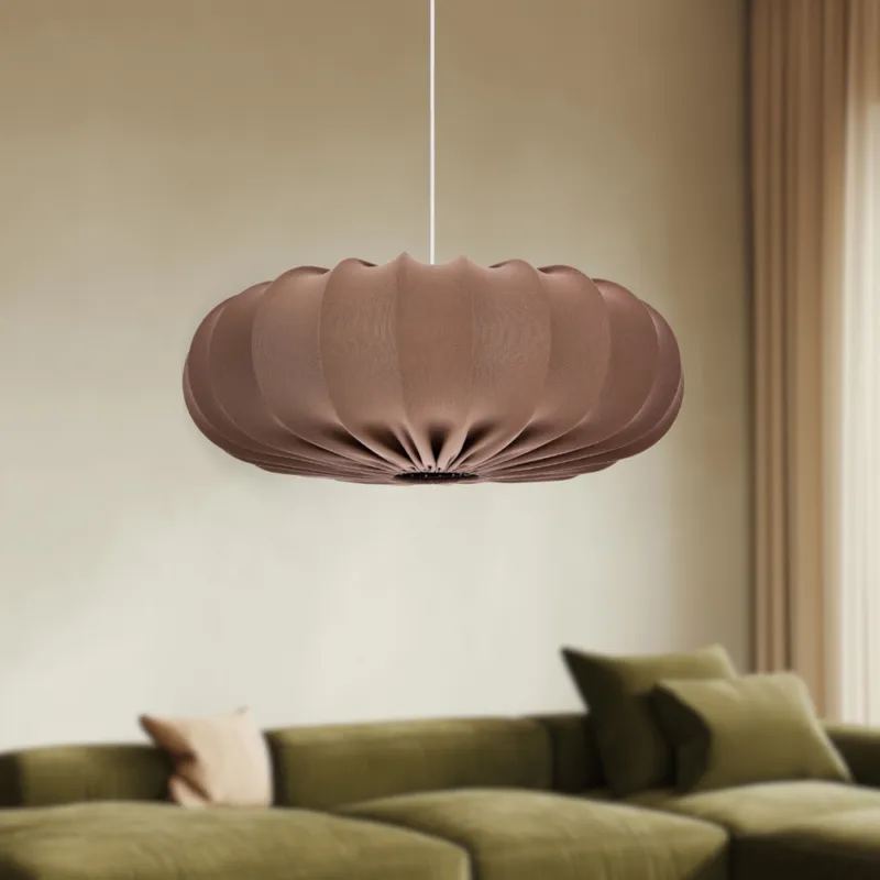 Cena promocyjna Lampa wisząca CAFEE‘ skandynawska - z abażurem brązowym mokka 66cm - nowoczesne oświetlenie sufitowe do salonu i jadalni E27