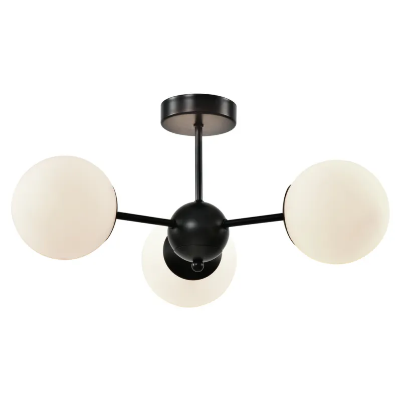Bezpieczna płatność Lampa wisząca Calari kula potrójna do salonu czarna z białym kloszem E14
