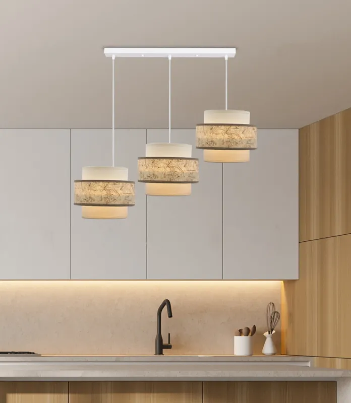 Calmi lampa wisząca biały 3x40w e27 abażur biały+beżowy Wyjątkowa oferta