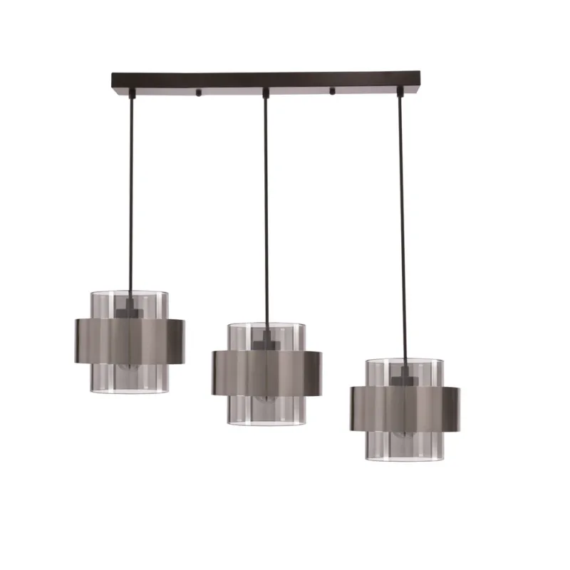 Lampa wisząca Spiega nad wyspę kuchenną potrójna szklane klosze dymione do jadalni E27 Wyjątkowa oferta