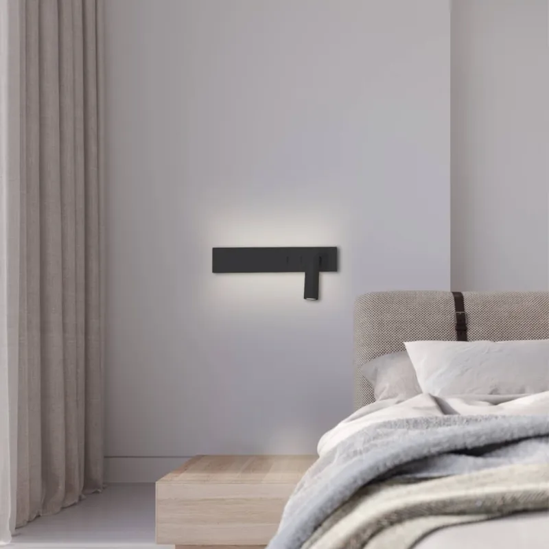 Kinkiet LED efektowna czarna lampa scienna z podwojnym moduem LED H54 Zambelis Zamów dziś
