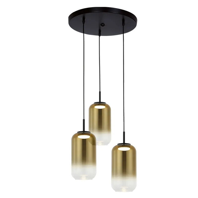 Zamów dziś Lampa wiszaca LED LIGHT ekskluzywna szklana oprawa czarno-zota do salonu 23231 Zambelis
