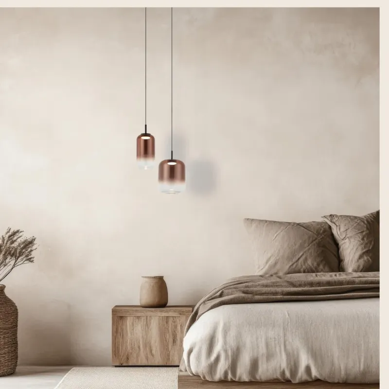 Zniżka Lampa wiszaca LED LIGHT dekoracyjna lampa szklana miedziano-czarna 12W 3000K 23216 Zambelis