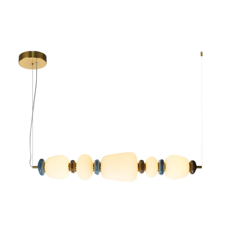 Zamów teraz Lampa wisząca złota metalowa z ceramicznymi detalami PND-94981-5A-GD z serii Evans - Lampy Italux