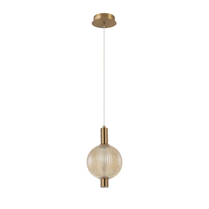 Premium Lampa wisząca złota szklana kulista PND-83631-1-AB-AMB z serii Lenti - Lampy Italux