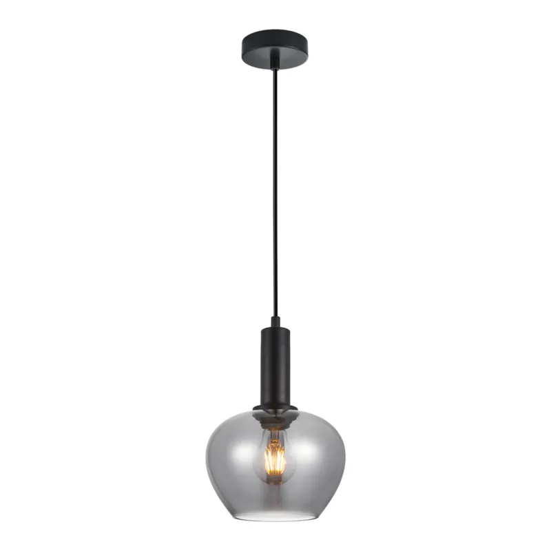 Lampa wisząca czarna szklana 19cm PND-30084-1-BK-SG z serii Stabla - Lampy Italux Wyprzedaż