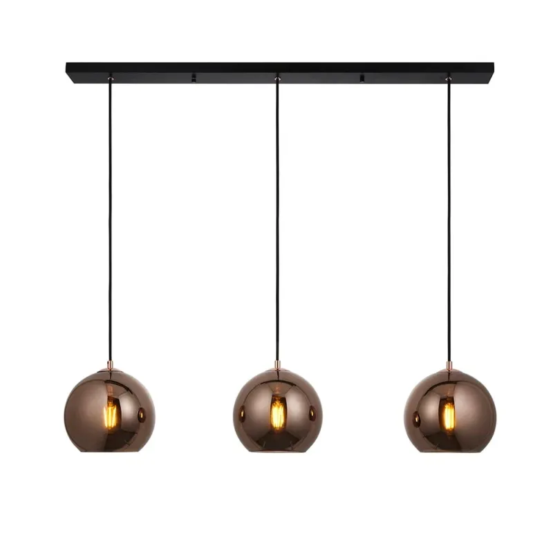 Ostatnie sztuki Lampa wisząca 3-punktowa miedziana szklana 102929 z serii Boli - Endon Lighting