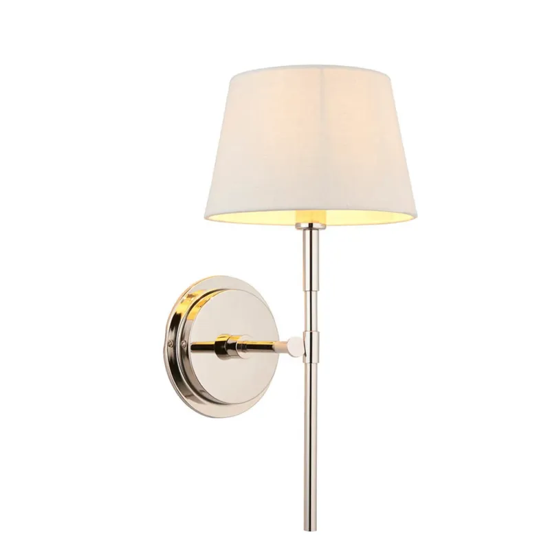 Hit sprzedaży Kinkiet niklowany z abażurem w kolorze kości słoniowej 103358 z serii RENNES - Endon Lighting