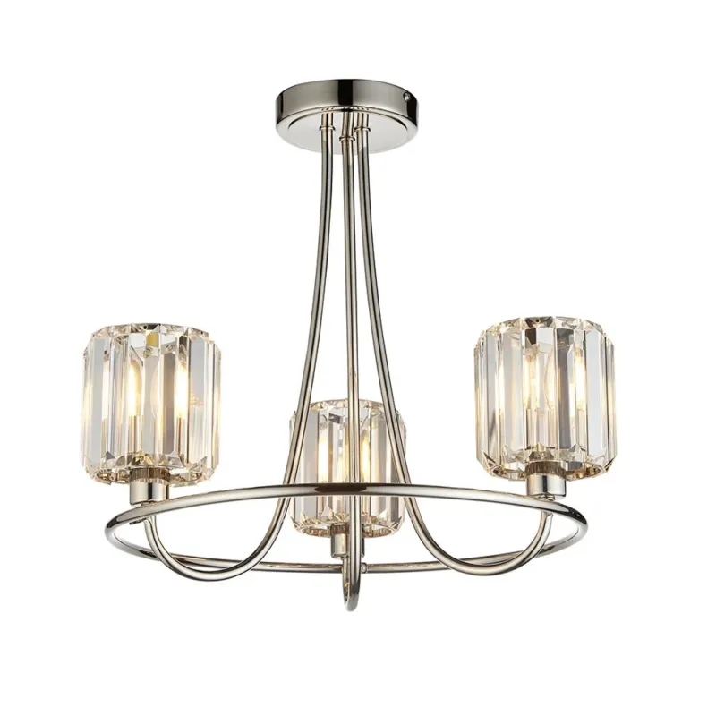 Premium Lampa sufitowa niklowana szklana 3-punktowa 104107 z serii Berenice - Endon Lighting