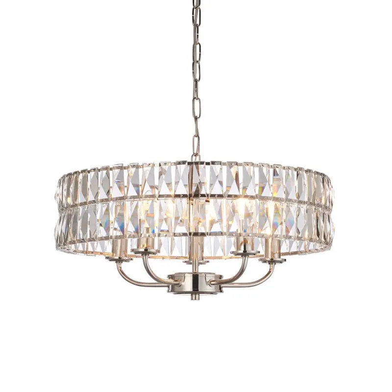 Lampa wisząca niklowa kryształowa 5-punktowa 104467 z serii Clifton - Endon Lighting Premium
