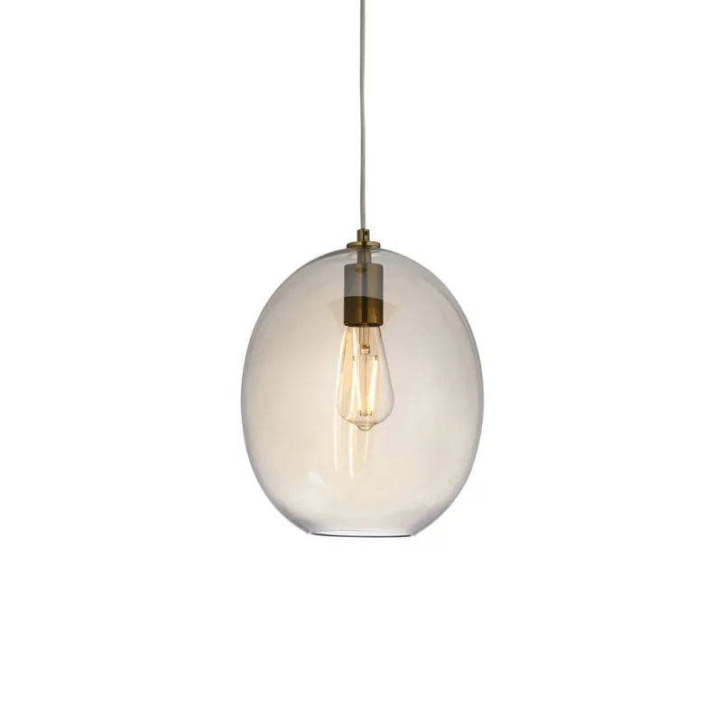Bezpieczna płatność Lampa wisząca szklana owalna mosiężna 106678 z serii Kelda - Endon Lighting