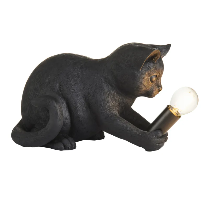 Lampa stołowa czarna w kształcie kota z żywicy 107390 z serii Kitten - Endon Lighting Szybka dostawa
