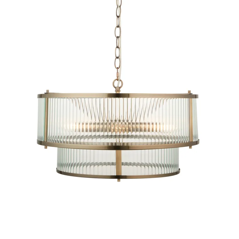 Wybór klientów Lampa wisząca mosiężna 5-punktowa ze szkłem ryflowanym 110944 z serii Ridgeton - Endon Lighting