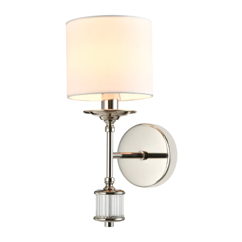Kinkiet niklowany z białym abażurem W01460NI-WH z serii SUTTON - Cosmo Light Zamów teraz