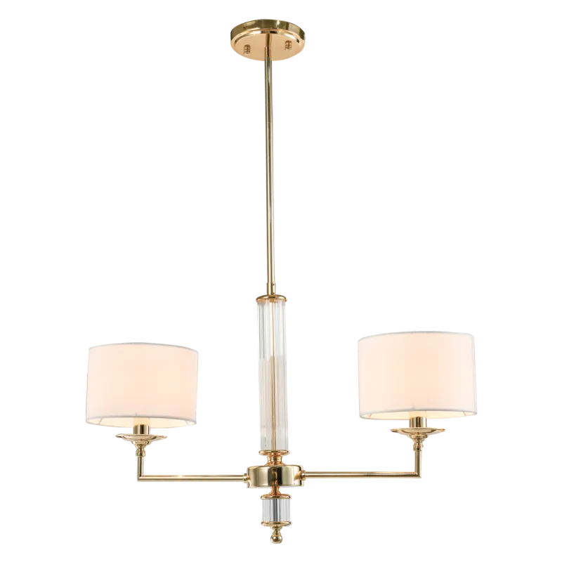 Nowy Lampa wisząca złota 2-punktowa z białymi abażurami P02392AU-WH z serii SUTTON - Cosmo Light