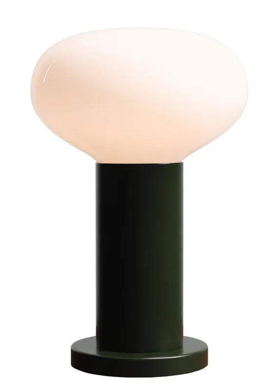 Aldex Lampa stołowa zielona metalowa z białym szklanym kloszem 7000B26_S z serii FLO TABLE Premium