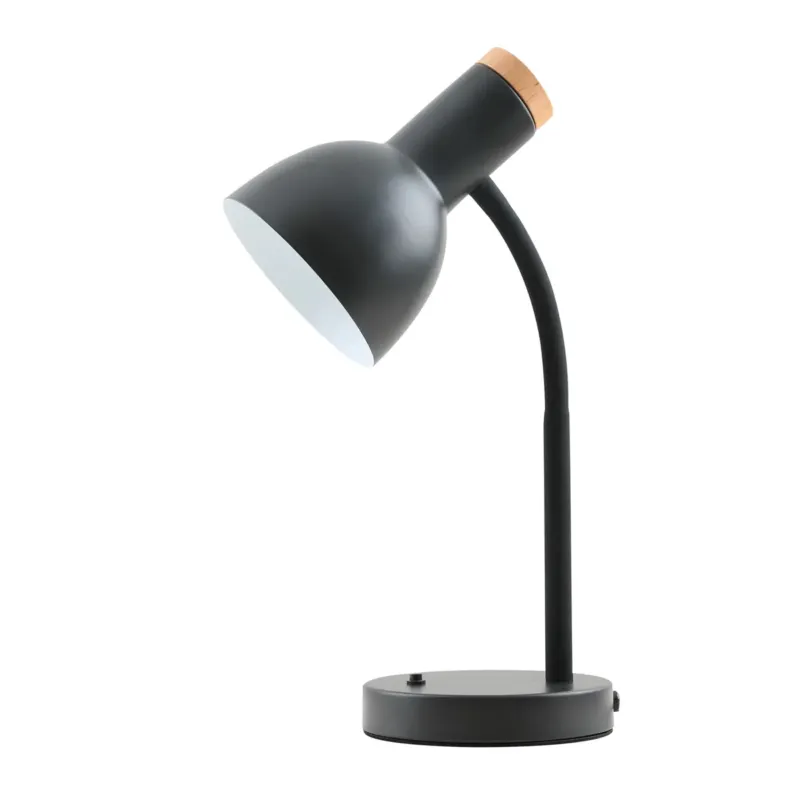 Lampa stołowa czarna stalowa z drewnianym akcentem TB-37263A-BK z serii Senza - Lampy Italux Taniej