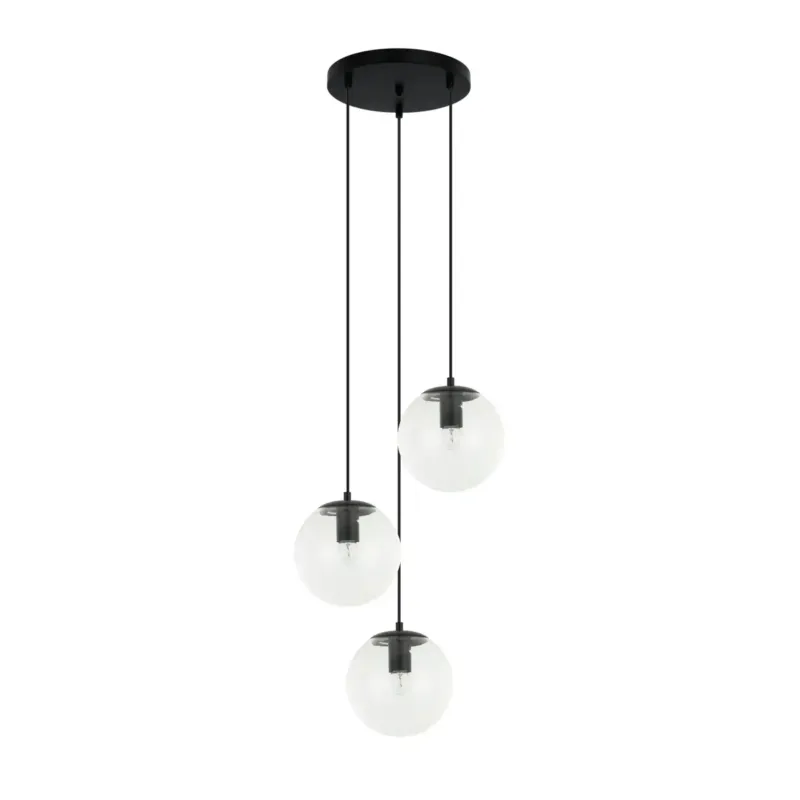 Tani Lampa wisząca czarna szklana 3-punktowa PND-58867-3S-BK z serii SARPO - Lampy Italux