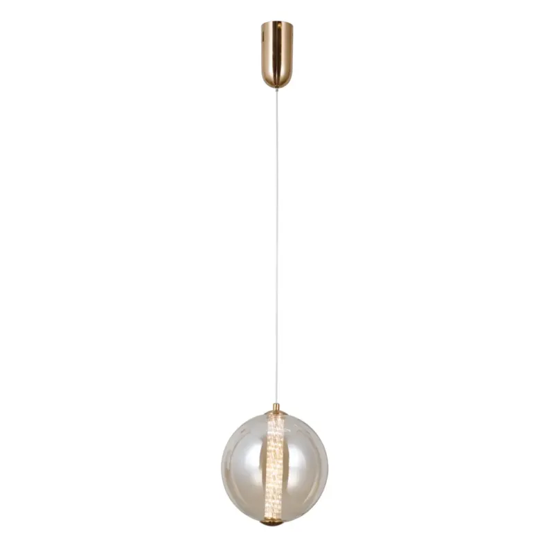 Bezpieczna płatność Lampa wisząca szklana kula złota LED 20cm PND-34359-M-HBR-AMB z serii BUTERO - Lampy Italux