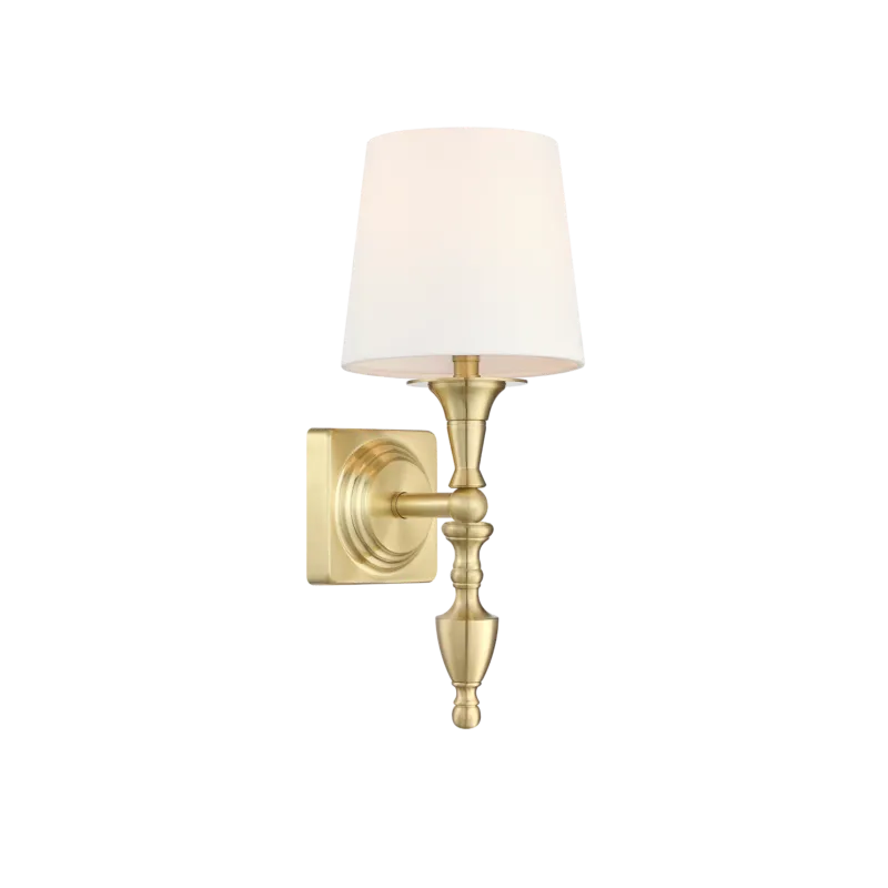 Zniżka Kinkiet mosiężny z białym abażurem W01132BR-WH z serii AUSTIN - Cosmo Light