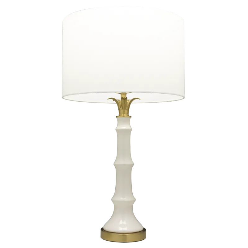 Lampa stołowa ceramiczna biała z mosiężnymi detalami T01019BR-WH z serii LOBOC - Cosmo Light Tani