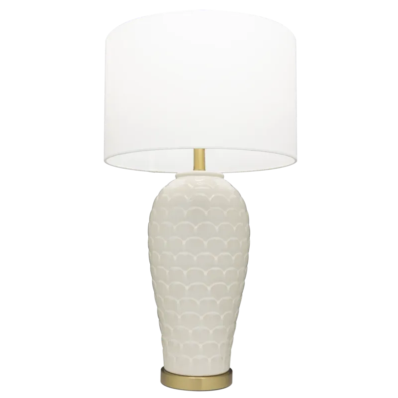 Lampa stołowa ceramiczna biała z abażurem T01033BR-WH z serii MURCIA - Cosmo Light Premium