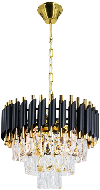 Nowy Żyrandol metalowy złoto-czarny z kryształami 40cm 6260/4 z serii TOLEDO - Lampy Elem