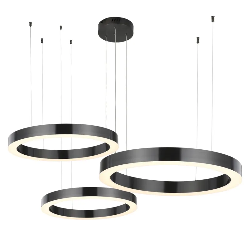 Wyjątkowa oferta Lampa wisząca na pilota CIRCLE 40+60+80 LED tytanowa na 1 podsufitce - ST-8848-40+60+80 black - Step Into Design