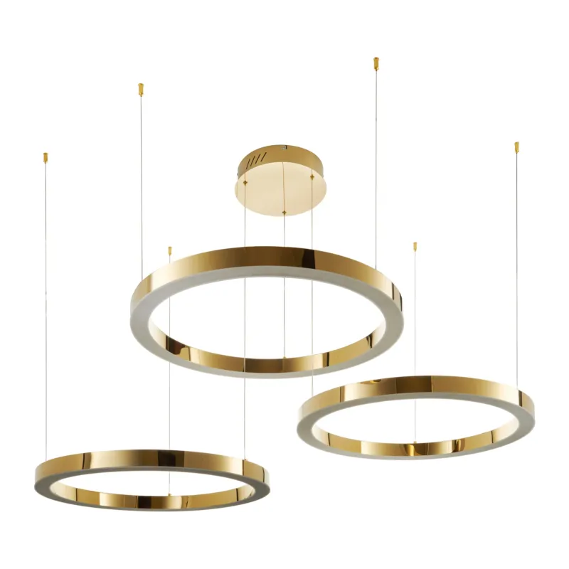 Rabat Lampa wisząca na pilota CIRCLE 80+80+80 LED złoty połysk na 1 podsufitce - DN924-80+80+80 gold - Step Into Design