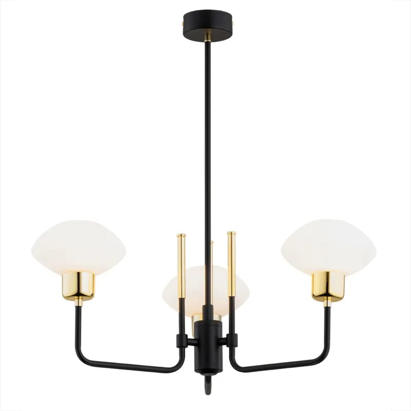 Żyrandol elegancki RAVELLO 6166 czerń opal złoto - Argon Popularny