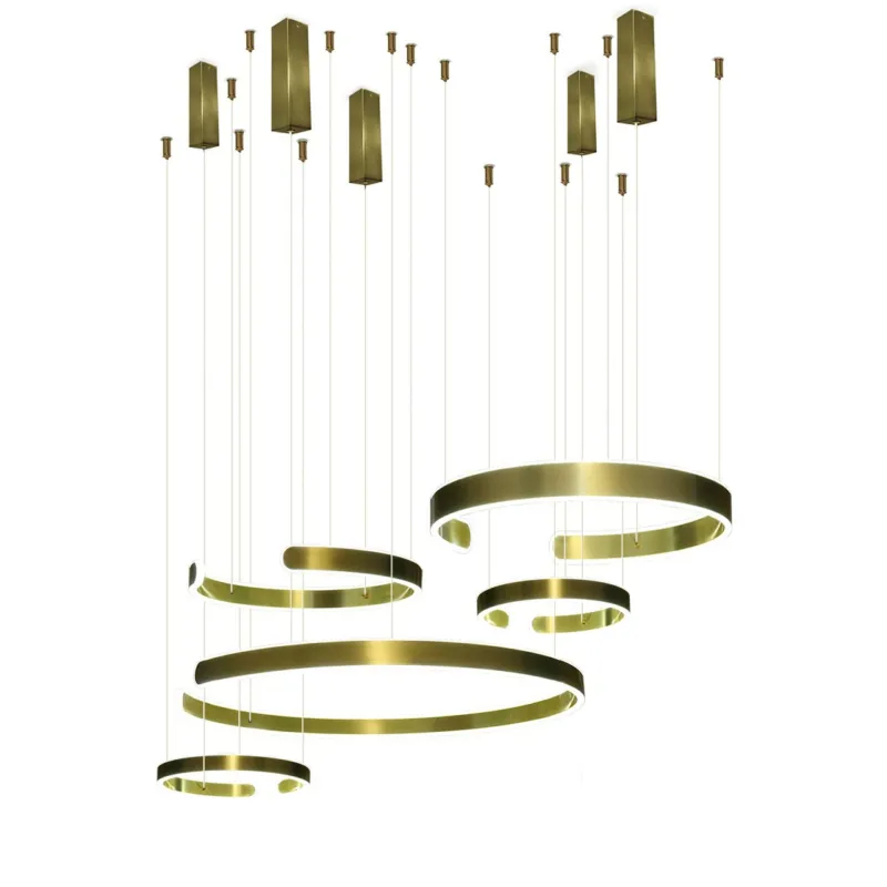 Lampa LED duża do salonu 264W złota okręgi 542 na pilota - Decorativi Wyprzedaż