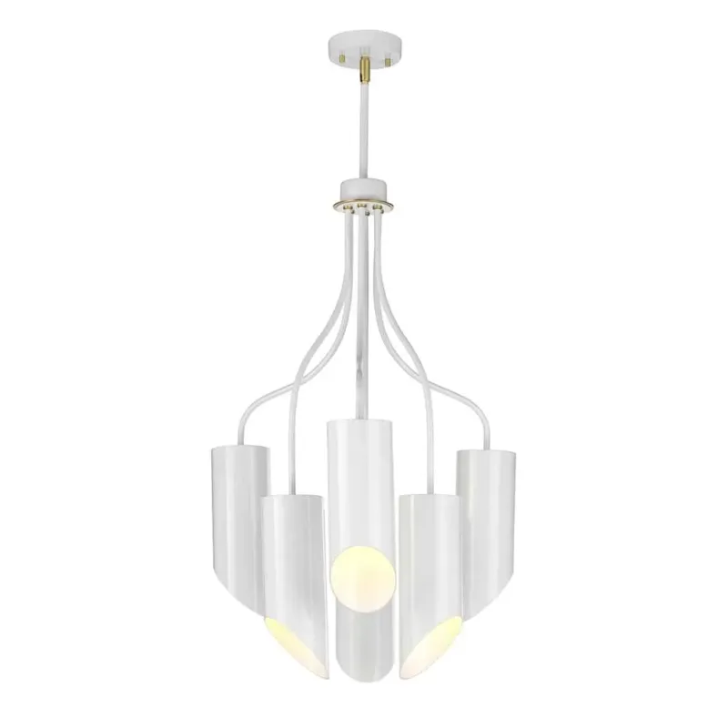 Ograniczona ilość Lampa wisząca metalowa biało-złota 6-punktowa QUINTO6 WAB z serii QUINTO - Elstead Lighting