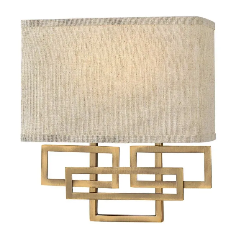 Kinkiet metalowy złoty z abażurem HK/LANZA2 BR z serii LANZA - Elstead Lighting Wyprzedaż