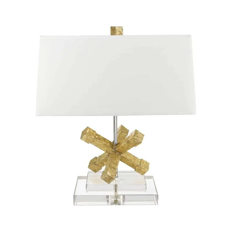 Lampa stołowa biała ze złotą podstawą JACKSONSQR/TL z serii JACKSON - Elstead Lighting Ostatnia szansa