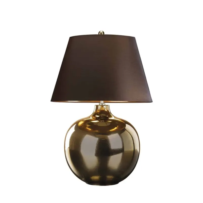 Zamów teraz Lampa stołowa ceramiczna brązowa z tkaninowym abażurem OTTOMAN/TL z serii OTTOMAN - Elstead Lighting
