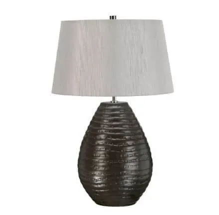 Okazja Lampa stołowa ceramiczna czarna z szarym abażurem BRUNSWICK/TL z serii BRUNSWICK - Elstead Lighting