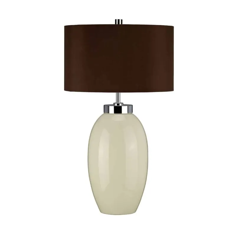 Kup online Lampa stołowa ceramiczna kremowo-brązowa VICTOR SM/TL CR z serii VICTOR - Elstead Lighting