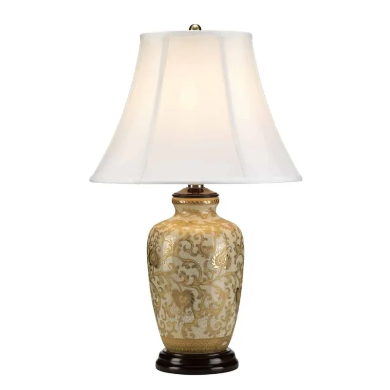 Lampa stołowa ceramiczna wzorzysta z abażurem GOLDTHISTLE/TL z serii GOLDTHISTLE - Elstead Lighting Szybka dostawa