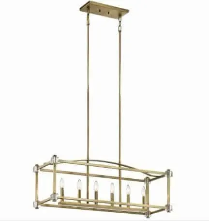 Cena promocyjna Lampa wisząca mosiężna prostokątna 6-punktowa KL/CAYDEN/ISLE z serii CAYDEN - Elstead Lighting