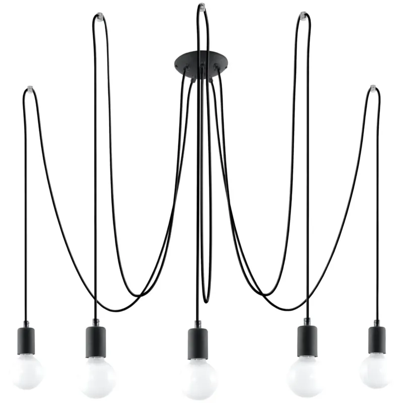 Żyrandol EDISON 5 czarny SL.0371 - Sollux Premium