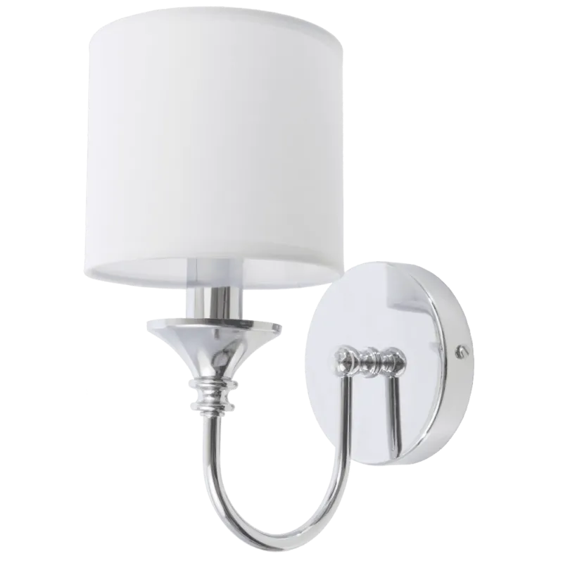 Nowy Kinkiet glamour chromowany z białym abażurem W01837CH-WH z serii ABU DHABI - Cosmo Light