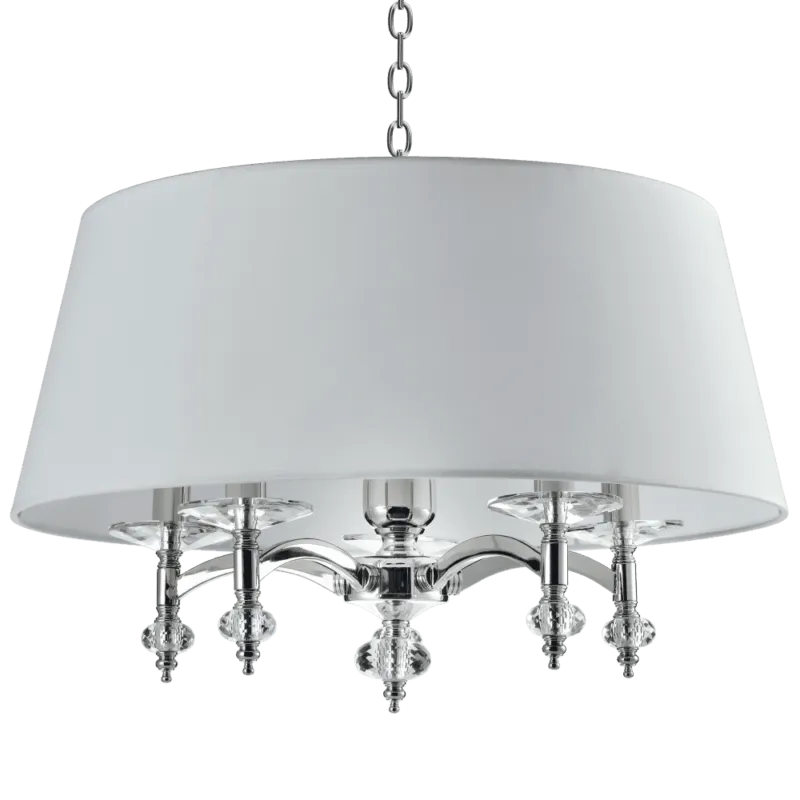 Obniżka ceny Lampa wisząca biała z tkaniny chromowana 5-punktowa P05377NI-WH z serii VERONA - Cosmo Light