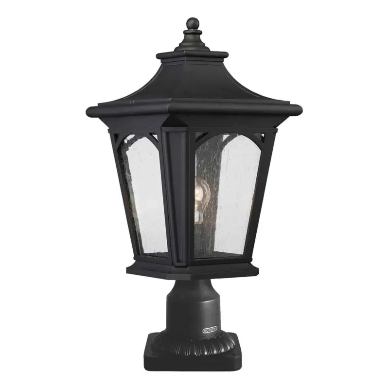 Wyprzedaż Lampa stojąca zewnętrzna czarna metalowa ze szkłem QZ/BEDFORD3/M z serii BEDFORD - Elstead Lighting