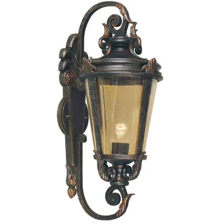 Bezpieczna płatność Kinkiet zewnętrzny metalowy brązowy ze szkłem bursztynowym BT1/L z serii BALTIMORE - Elstead Lighting
