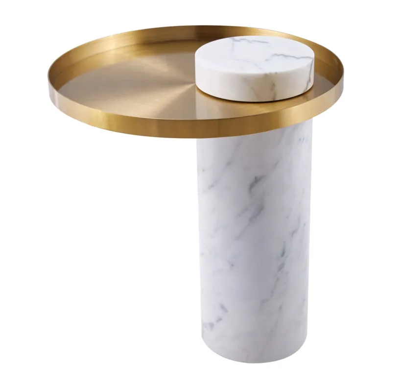 Stolik kawowy COLUMN marmurowy biało złoty 55 cm DP-FA1 white gold - Step Into Design Zamów dziś