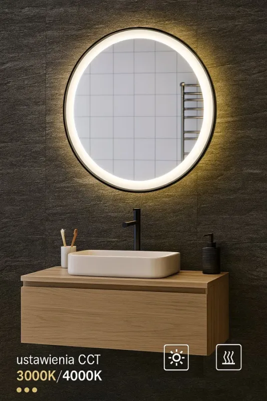 Tylko do końca tygodnia Azzardo Lustro łazienkowe LED kwadratowe czarne 57cm AZ5819 z serii SERGIO