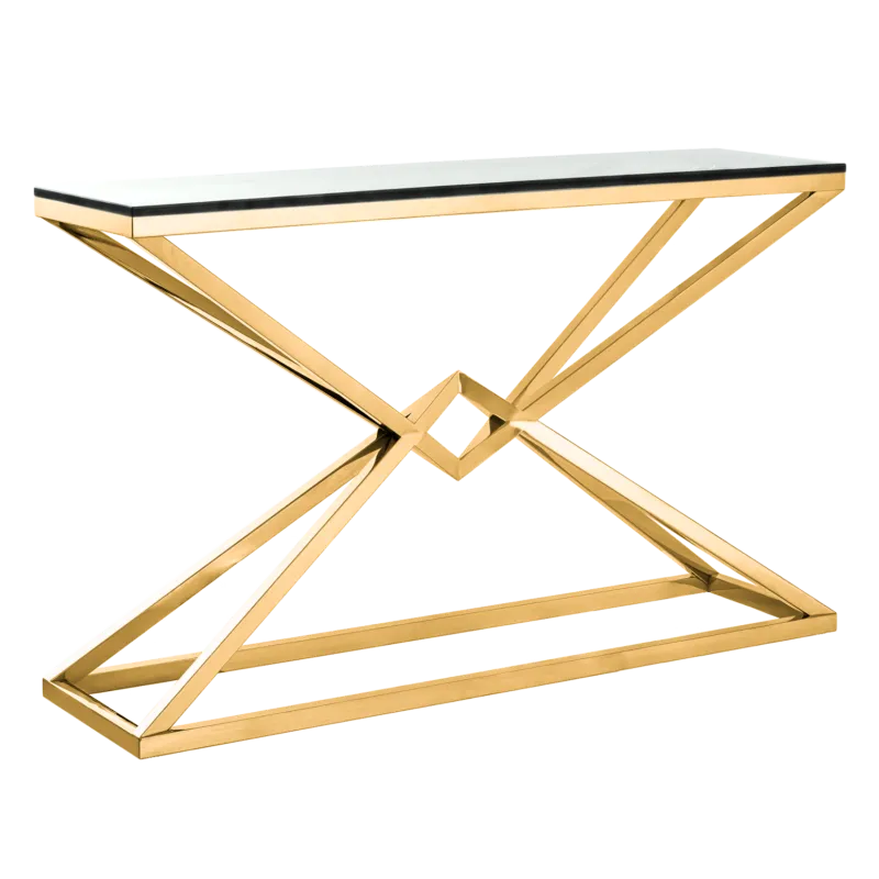Konsola metalowa złota ze szklanym blatem 120cm GR-C1435AU z serii GRAND - Cosmo Light Darmowy zwrot